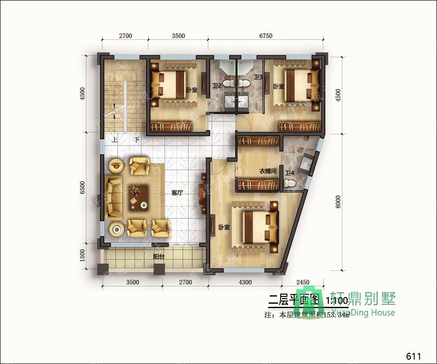 農(nóng)村三層帶車庫(kù)自建別墅設(shè)計(jì)圖二層平面.jpg 農(nóng)村三層帶車庫(kù)自建別墅設(shè)計(jì)圖二層平面.jpg